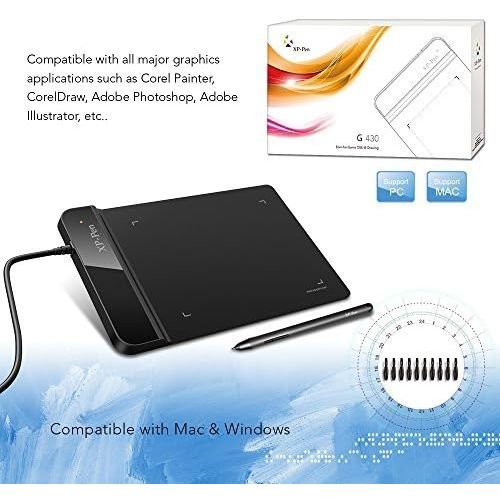  [아마존베스트]XP-Pen G430S 4x 3 Inch Graphics Tablet OSU! Gaming Pen Tablet Pen Tray 8192 Pressure Sensitivity Levels 266 RPS (G430S, Black)