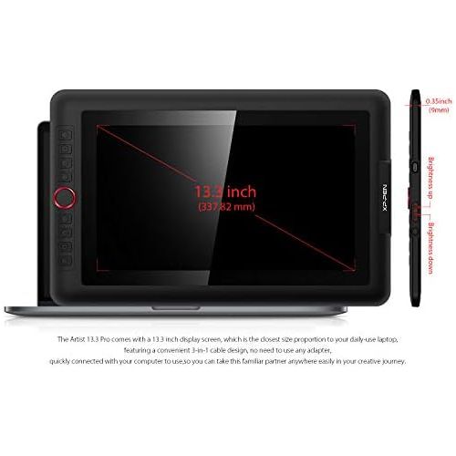  [아마존베스트]XP-PEN Artist 13.3 Pro Graphics Tablet with Display 13.3 Inch Graphic Monitor Tilt Function Drawing Display with 8 Quick Buttons and 1 Red Dial 88% NTSC Stand for Remote Learning H