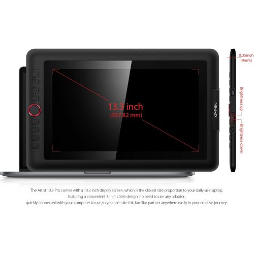  [아마존베스트]XP-PEN Artist 13.3 Pro Graphics Tablet with Display 13.3 Inch Graphic Monitor Tilt Function Drawing Display with 8 Quick Buttons and 1 Red Dial 88% NTSC Stand for Remote Learning H