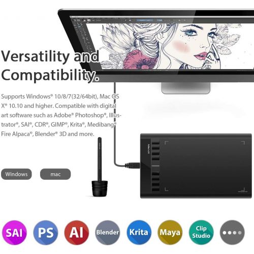  [아마존베스트]XP-Pen Star 03 V2 10 x 6 Inch Graphic Tablet Pen Tray Drawing Tray 8192 Pressure Levels (Star 03, Black)