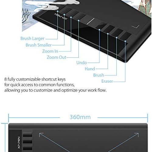  [아마존베스트]XP-PEN Star 03 Battery-Free P01 Pen Graphics Tablet 2048 Stage Pressure Sensitivity Wide Surface and 8 Quick Access Keys