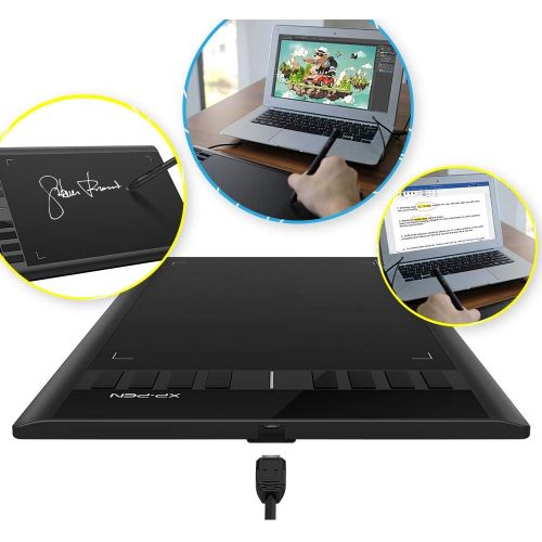  [아마존베스트]XP-PEN Star 03 Battery-Free P01 Pen Graphics Tablet 2048 Stage Pressure Sensitivity Wide Surface and 8 Quick Access Keys