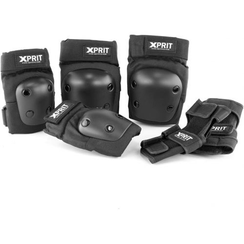  XPRIT Adult/Child Wrist Guards, Knee Elbow Pads 3 in 1 Protective Gear Set for Skateboard, Scooter, Bike