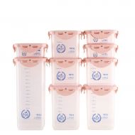 XQQ LARGE SIZE Food Storage Containers Sugar Flour Plastic Containers Airtight Leakproof BPA Free Freezer Dishwasher Safe (color : Pink, Size : 9-piece set)