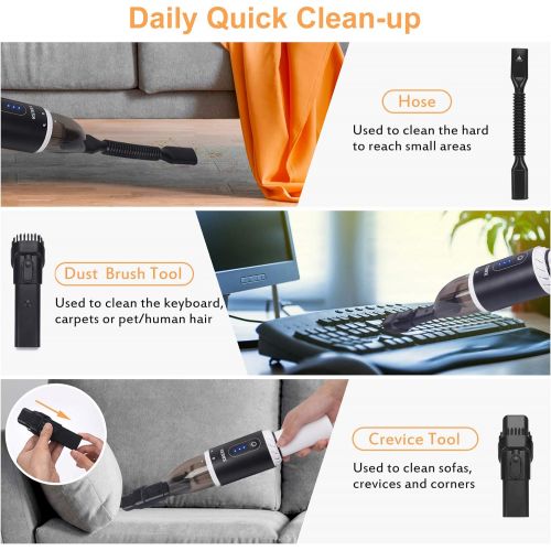  Handheld Vacuum Cordless, XREXS Portable Hand Held Car Vacuum Cleaner with High Power, Rechargeable Mini Vacuum for Home Office Pet Hair Cleaning, 8000Pa Strong Suction, Lightweigh