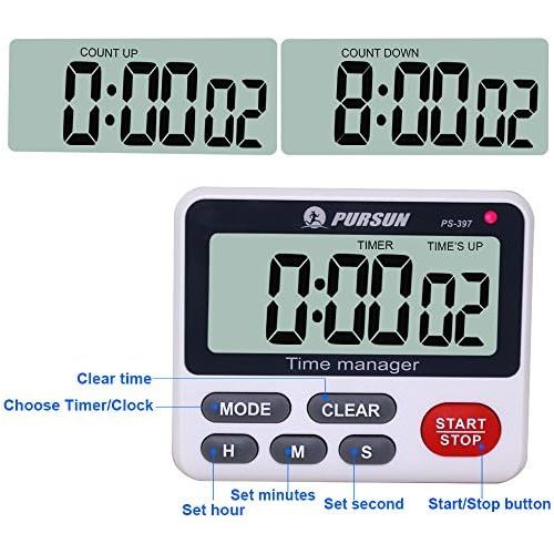  [아마존베스트]Digital Kitchen Timer Cooking Timer Kitchen Clock - XREXS Count Down Up Timer with Alarm Stopwatch with Large LCD Display and Fixing Magnet (Batteries Included)