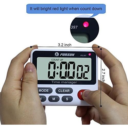  [아마존베스트]Digital Kitchen Timer Cooking Timer Kitchen Clock - XREXS Count Down Up Timer with Alarm Stopwatch with Large LCD Display and Fixing Magnet (Batteries Included)