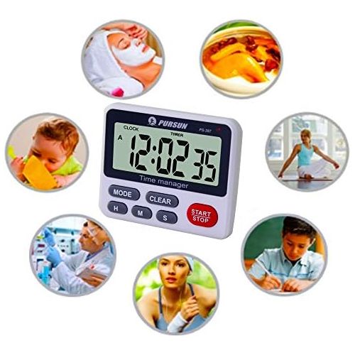  [아마존베스트]Digital Kitchen Timer Cooking Timer Kitchen Clock - XREXS Count Down Up Timer with Alarm Stopwatch with Large LCD Display and Fixing Magnet (Batteries Included)