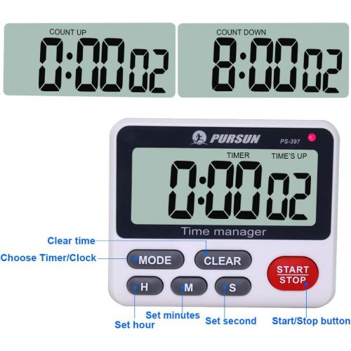  [아마존베스트]Digital Kitchen Timer Cooking Timer Kitchen Clock - XREXS Count Down Up Timer with Alarm Stopwatch with Large LCD Display and Fixing Magnet (Batteries Included)