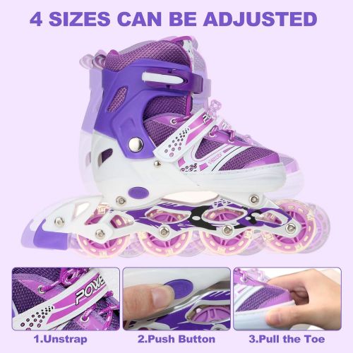  XRZT Inline Skates for Girls Rollerblades Kids Adjustable 4 Sizes with Full Light Up Wheels in Outdoor & Indoor Illuminating Roller Skates for Beginners