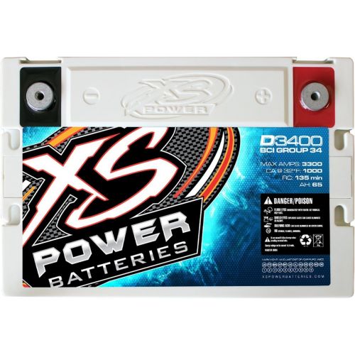  XS Power D3400 XS Series 12V 3,300 Amp AGM High Output Battery with M6 Terminal Bolt