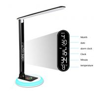 XSGDMN LED Desk Lamp with Fast Wireless Charger, Folding Table lamp with Touch Switch, 3-Level Dimmer and 7 Colors Night Light for Bedroom and Office