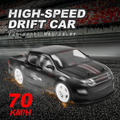  XSHION RC Drift Car, 1:10 2.4G RC Off-Road Truck, 4WD 70KMH High Speed Remote Control Pickup Truck Racing Car Toy with Battery and Drift Tires (153L6LC302N0W53PRQK)