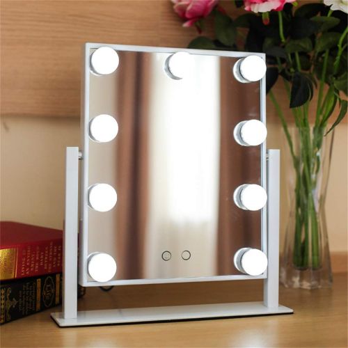  XSJ-Mirrors Wall-Mounted Mirrors Vanity Mirror with 9 LED Lights Bulbs Illuminated Kit as Makeup Mirror Shaving Mirror for Dressing Tables Hollywood Style (3 Color Light Setting) Bathroom Acce