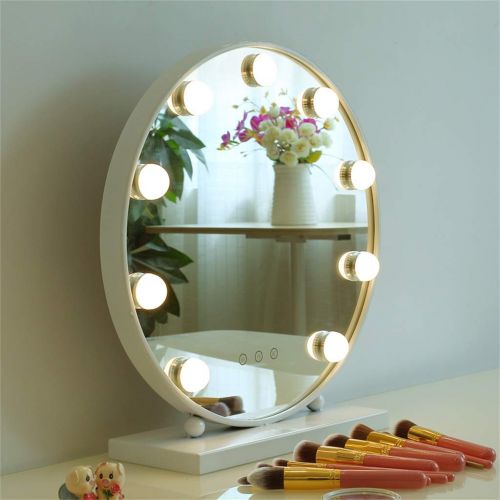  XSJ-Mirrors Wall-Mounted Mirrors Hollywood Vanity Mirror with LED Lights Kit and Touch Control for Makeup Dressing Table Set Plug in Illuminated Cosmetic Mirror with 9/12 Dimmable Bulbs, White