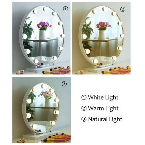  XSJ-Mirrors Wall-Mounted Mirrors Hollywood Vanity Mirror with LED Lights Kit and Touch Control for Makeup Dressing Table Set Plug in Illuminated Cosmetic Mirror with 9/12 Dimmable Bulbs, White