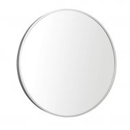 XSJ-Mirrors Wall-Mounted Bathroom Mirrors Vanity Mirrors|Round Make-Up Cosmetic Wall Hanging Mirror| Aluminum Alloy Stainless Steel Fram, Brushed Silver