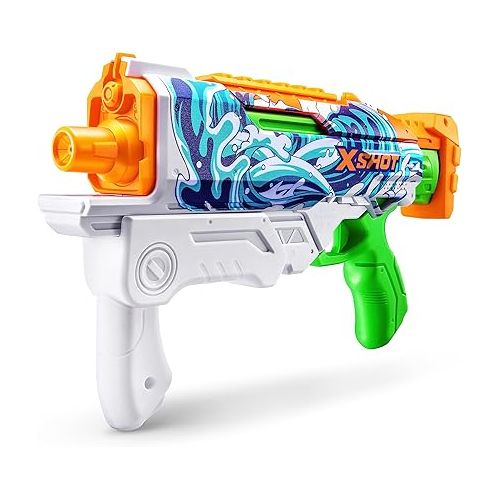  X-Shot Fast-Fill Skins Hyperload (2 Pack) by ZURU, Watergun, Water Blaster Toys, 2 Blasters Total, Fills with Water in just 1 Second! (Flames and Water Splash)