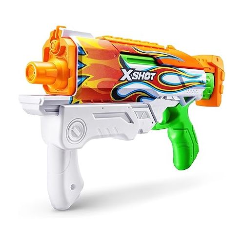  X-Shot Fast-Fill Skins Hyperload (2 Pack) by ZURU, Watergun, Water Blaster Toys, 2 Blasters Total, Fills with Water in just 1 Second! (Flames and Water Splash)