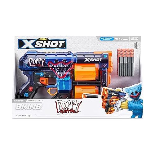  XShot X-Shot Skins Dread Poppy Playtime - Jumpscare (12 Darts) by ZURU, Frustration Free Packaging, Easy Reload, Air Pocket Dart Technology, Toy Foam Dart Blaster for Kids, Teens, Adults