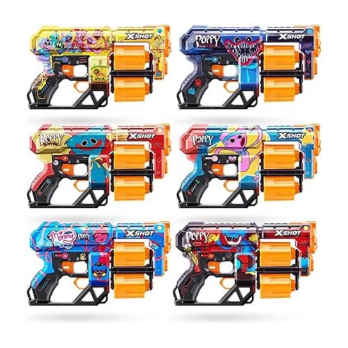  XShot X-Shot Skins Dread Poppy Playtime - Jumpscare (12 Darts) by ZURU, Frustration Free Packaging, Easy Reload, Air Pocket Dart Technology, Toy Foam Dart Blaster for Kids, Teens, Adults