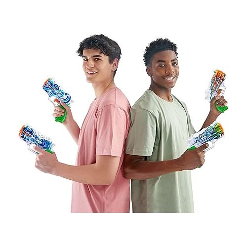  X-Shot Water Fast-Fill Skins Nano (4 Pack) by ZURU Refresh Watergun, XShot Water Toys, 4 Blasters Total, Fills with Water in just 1 Second! (Hydra, Waves, White Flame, Emerald Flame)