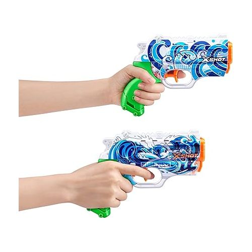  X-Shot Water Fast-Fill Skins Nano (4 Pack) by ZURU Refresh Watergun, XShot Water Toys, 4 Blasters Total, Fills with Water in just 1 Second! (Hydra, Waves, White Flame, Emerald Flame)