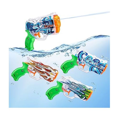  X-Shot Water Fast-Fill Skins Nano (4 Pack) by ZURU Refresh Watergun, XShot Water Toys, 4 Blasters Total, Fills with Water in just 1 Second! (Hydra, Waves, White Flame, Emerald Flame)