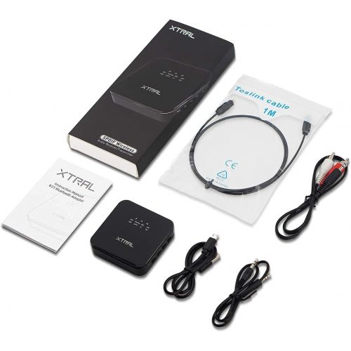  [아마존베스트]XTRAL Bluetooth 5.0 Multi-Stream Bluetooth Transmitter with Volume Control. AUX to Bluetooth Audio Adapter for Home Stereo System/car, Receiver and Transmitter with Long-Lasting Battery