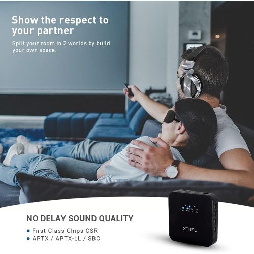  [아마존베스트]XTRAL Bluetooth 5.0 Multi-Stream Bluetooth Transmitter with Volume Control. AUX to Bluetooth Audio Adapter for Home Stereo System/car, Receiver and Transmitter with Long-Lasting Battery