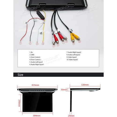  XTRONS 15.6 Inch Digital TFT 16:9 FHD Screen for Car Bus Supports 1080P Video Car Overhead Player Car Monitor with HDMI Port Automosphere LED Light Windows CE for Holiday (CM156HD)