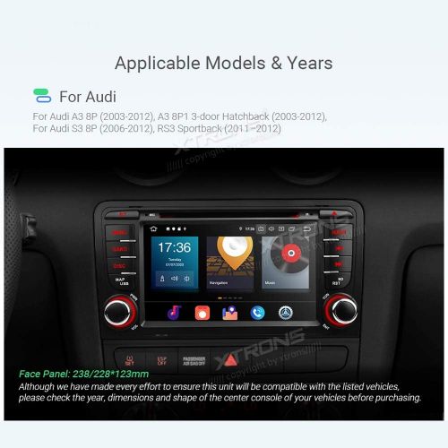  XTRONS 7 Android 8.0 Octa Core 4G RAM 32G ROM HD Digital Multi-Touch Screen DVR Car Stereo DVD Player Tire Pressure Monitoring WiFi OBD2 for Audi A3 S3 2003-2012