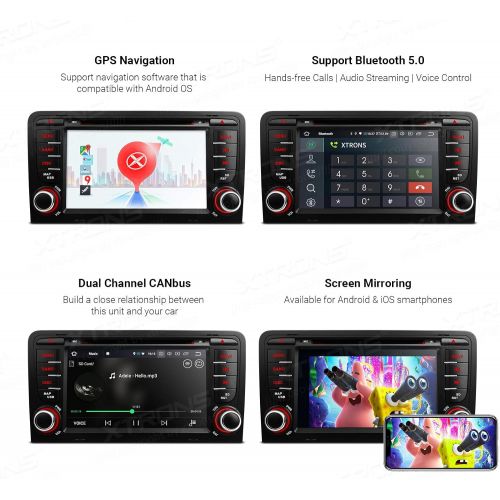  XTRONS 7 Android 8.0 Octa Core 4G RAM 32G ROM HD Digital Multi-Touch Screen DVR Car Stereo DVD Player Tire Pressure Monitoring WiFi OBD2 for Audi A3 S3 2003-2012