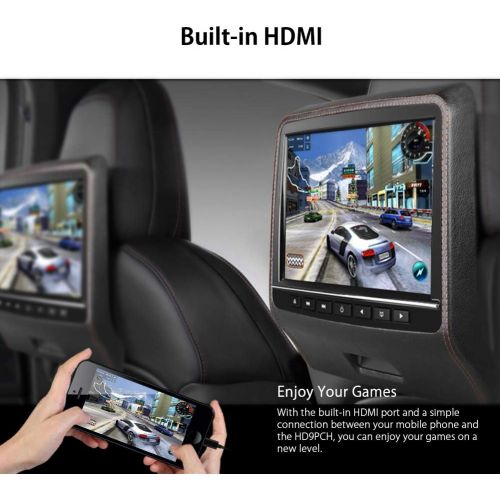  XTRONS 9 HD Active Car Pillow Headrest Monitor Portable DVDUSB Player Game HDMI (HD9PCHBlackx2)