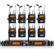 XTUGA RW2080 Whole Metal Wireless in Ear Monitor System 2 Channel 8 Bodypacks Monitoring with in Earphone Wireless Type Used for Stage or Studio Frequency902-928mhz with Transmitter
