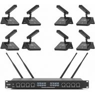 XTUGA YT8 UHF 8 Channel Desktop Gooseneck Microphone System Conference Mics Super-Low Background Noise for Large Conferences, Public Speaking