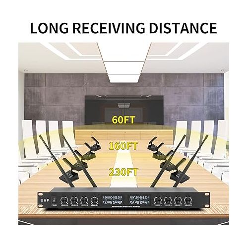  XTUGA YT8 UHF 8 Channel Desktop Gooseneck Microphone System Conference Mics Super-Low Background Noise for Large Conferences, Public Speaking