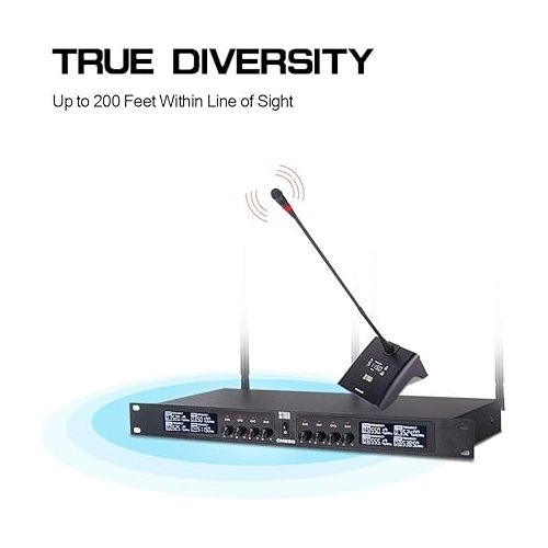  XTUGA CM280 UHF 8 Channel Professional Gooseneck Microphone System Conference Mics Fixed Frequency Super-Low Background Noise for Large conferences(Frequency A)