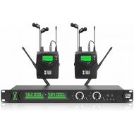 XTUGA RW2090 2 Channel Wireless in Ear Monitor System with 2 Receivers bodaypack Monitoring with in Earphone for Stage, Studio, Exhibit