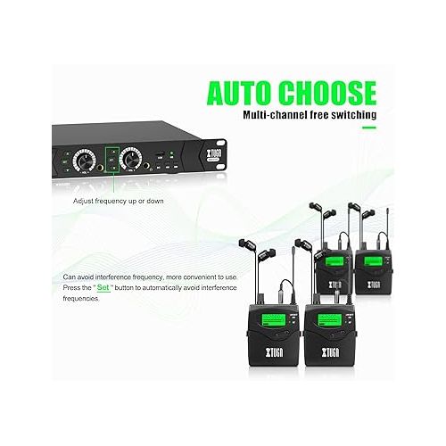  XTUGA RW2090 2 Channel Wireless in Ear Monitor System with 2 Receivers bodaypack Monitoring with in Earphone for Stage, Studio, Exhibit