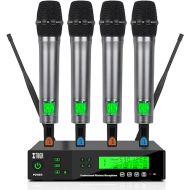 XTUGA M400 4 Channel UHF Wireless Microphone System with 200 Selectable Frequency,Cordless Microphone 4 Handheld Mic with IR Function/Lock Screen,Metal Build 328ft for Church, Party, Outdoor Event