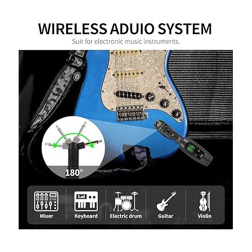  XTUGA U95 XLR Wireless Transmitter And Receiver UHF Wireless Guitar Transmitter Receiver with Microphone, Rechargeable Mic Adapter for Dynamic Microphone Audio Mixer Electric Guitar Bass