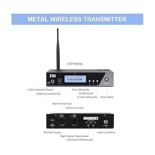  XTUGA IEM1100 UHF Single Channel in Ear Monitor System Selectable Frequency Wireless Professional in-Ear Monitor System Ideal for Stage, Studio, Exhibit, Lecture, Speech