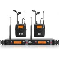 XTUGA RW2080 Whole Metal Wireless in Ear Monitor System 2 Channel 2 Bodypacks Monitoring with in Earphone Wireless Type Used for Stage or Studio Frequency902-928mhz with Transmitter