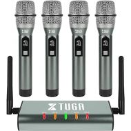XTUGA UF4600 4 Channel UHF Wireless Microphone System Cordless Microphone with 4 Handheld Mic Mini Receiver Metal Build Long Distance 164ft for Church, Party, Outdoor Events