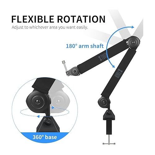  XTUGA W8 Microphone Boom Arm 360° Rotatable Microphone Arm Mic Boom Arm with Desk Clamp Versatile Mounting Fully Adjustable for Podcast Gaming Desk Clamp Versatile Mounting Recording Universal