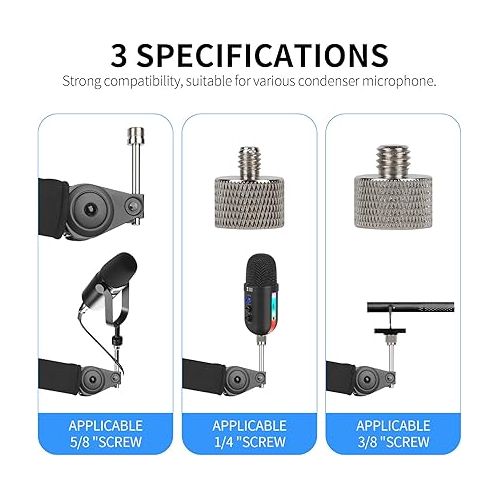  XTUGA W8 Microphone Boom Arm 360° Rotatable Microphone Arm Mic Boom Arm with Desk Clamp Versatile Mounting Fully Adjustable for Podcast Gaming Desk Clamp Versatile Mounting Recording Universal