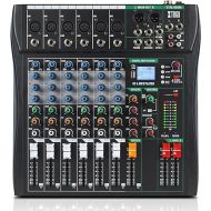 XTUGA 60CT 6 Channel Mixer for PC Recording Sound Controller Audio Interface with Digital Effect Studio Mixer with 48V Phantom Power RCA Input XLR