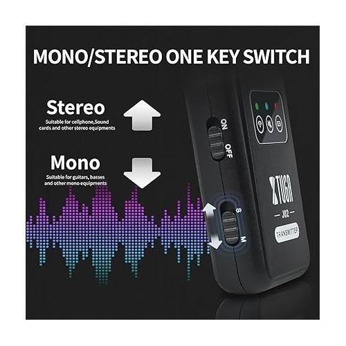  XTUGA 2.4G Stereo/Mono Wireless in Ear Monitor System with Earphone, Automatic Pairing Professional Wireless IEM Stereo Syetem for Studio Band Rehearsal