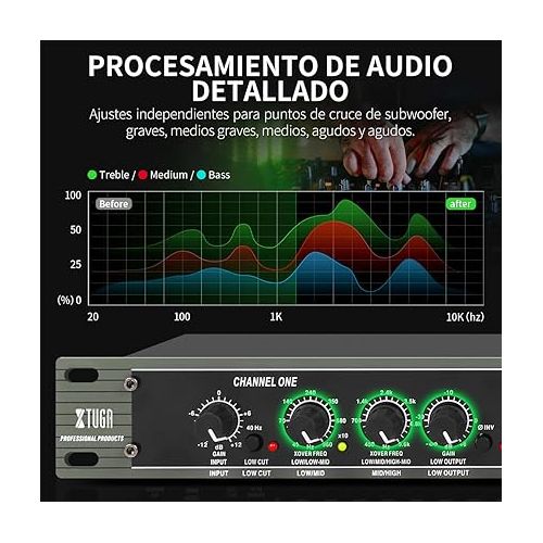  XTUGA Professional 2/3 Way Stereo/ 4 Way Mono Crossover with XLR input and output Stereo Audio Sound Processing Crossover